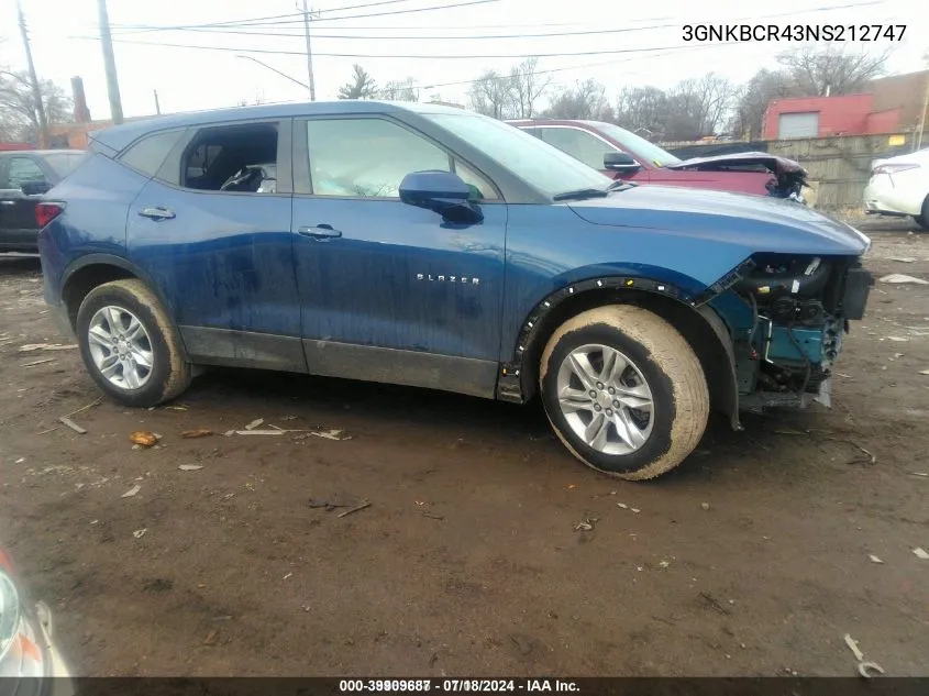 2022 Chevrolet Blazer Fwd 2Lt VIN: 3GNKBCR43NS212747 Lot: 39909687