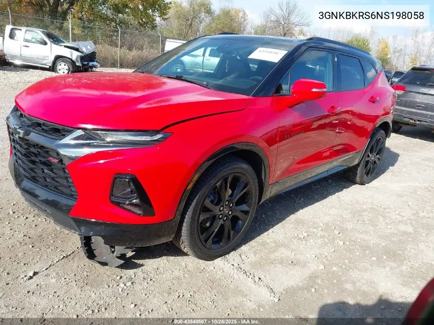 3GNKBKRS6NS198058 2022 Chevrolet Blazer Awd Rs