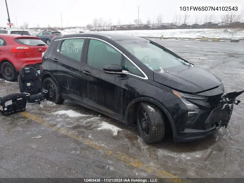 1G1FW6S07N4102543 2022 Chevrolet Bolt Ev 1Lt