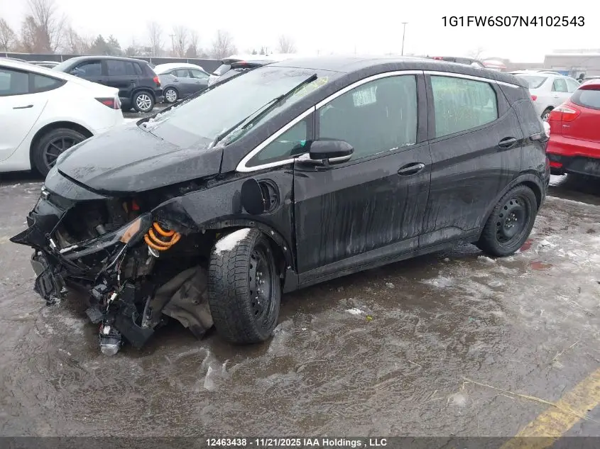 1G1FW6S07N4102543 2022 Chevrolet Bolt Ev 1Lt