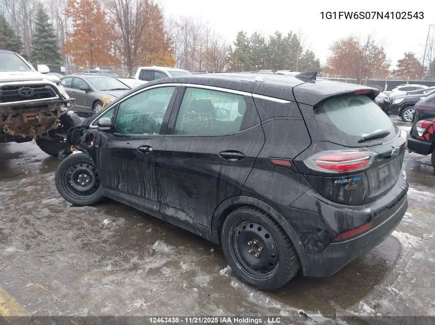1G1FW6S07N4102543 2022 Chevrolet Bolt Ev 1Lt