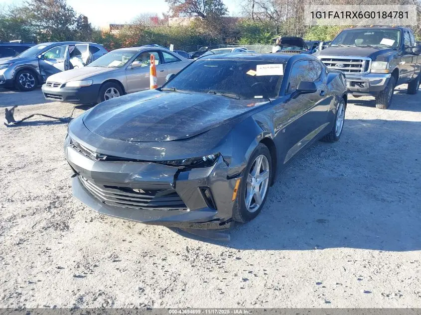 1G1FA1RX6G0184781 2016 Chevrolet Camaro 1Lt