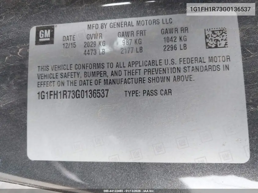 1G1FH1R73G0136537 2016 Chevrolet Camaro 2Ss