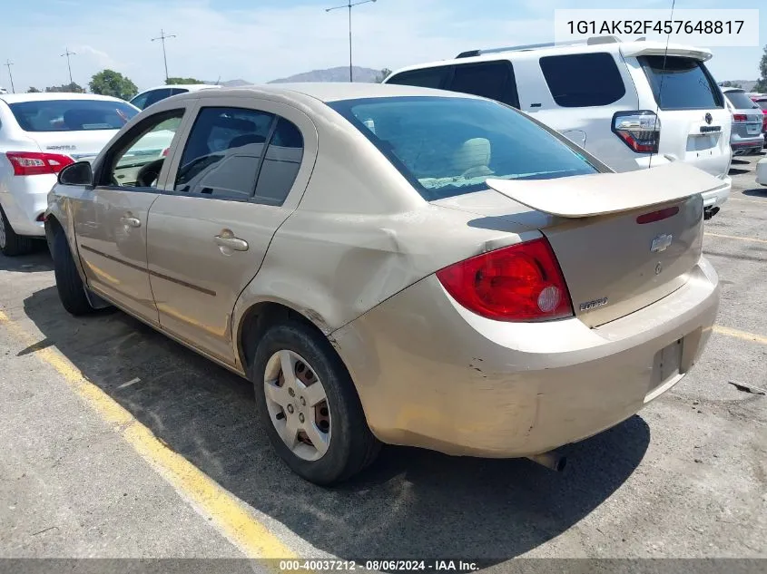 2005 Chevrolet Cobalt VIN: 1G1AK52F457648817 Lot: 40037212