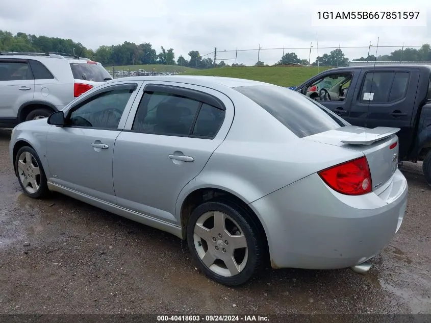 2006 Chevrolet Cobalt Ss VIN: 1G1AM55B667851597 Lot: 40418603