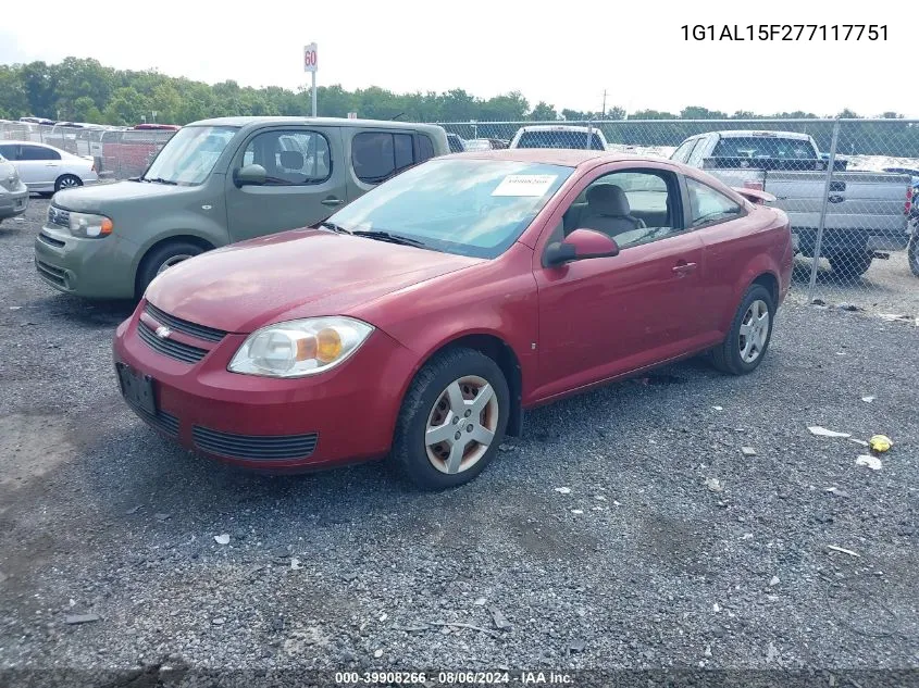 2007 Chevrolet Cobalt Lt VIN: 1G1AL15F277117751 Lot: 39908266