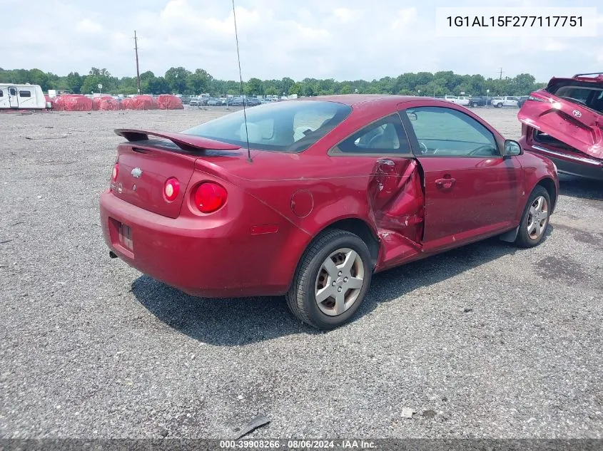 2007 Chevrolet Cobalt Lt VIN: 1G1AL15F277117751 Lot: 39908266