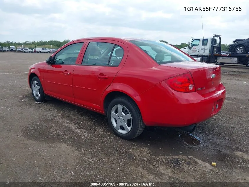 1G1AK55F777316756 2007 Chevrolet Cobalt Ls