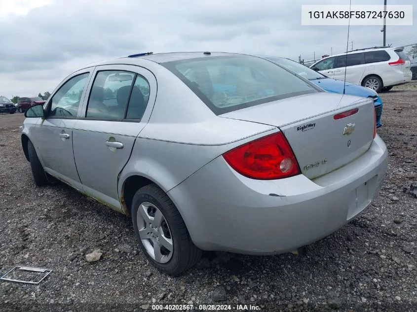 2008 Chevrolet Cobalt Ls VIN: 1G1AK58F587247630 Lot: 40202567