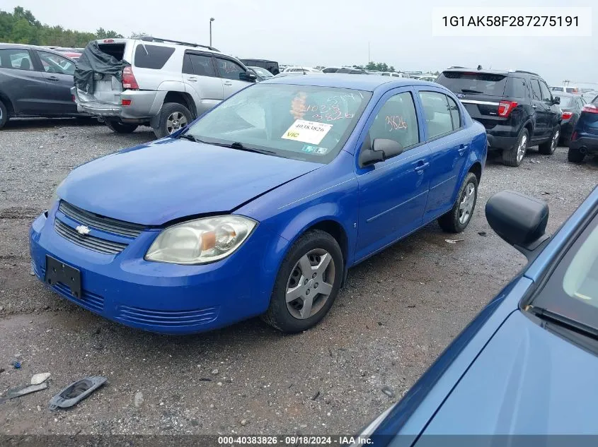 2008 Chevrolet Cobalt Ls VIN: 1G1AK58F287275191 Lot: 40383826