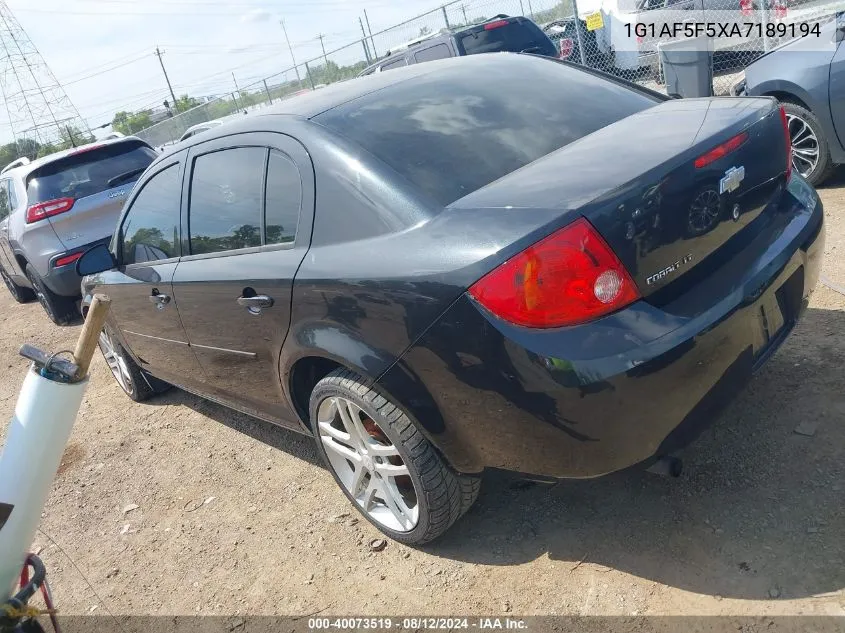 2010 Chevrolet Cobalt Lt VIN: 1G1AF5F5XA7189194 Lot: 40073519