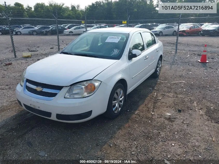 2010 Chevrolet Cobalt Lt VIN: 1G1AD5F52A7216894 Lot: 40092139