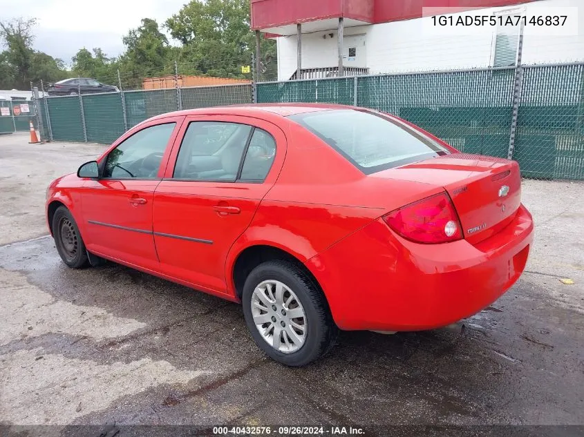 2010 Chevrolet Cobalt Lt VIN: 1G1AD5F51A7146837 Lot: 40432576