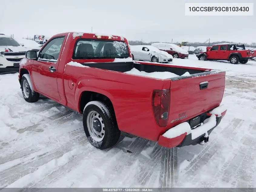 1GCCSBF93C8103430 2012 Chevrolet Colorado Work Truck