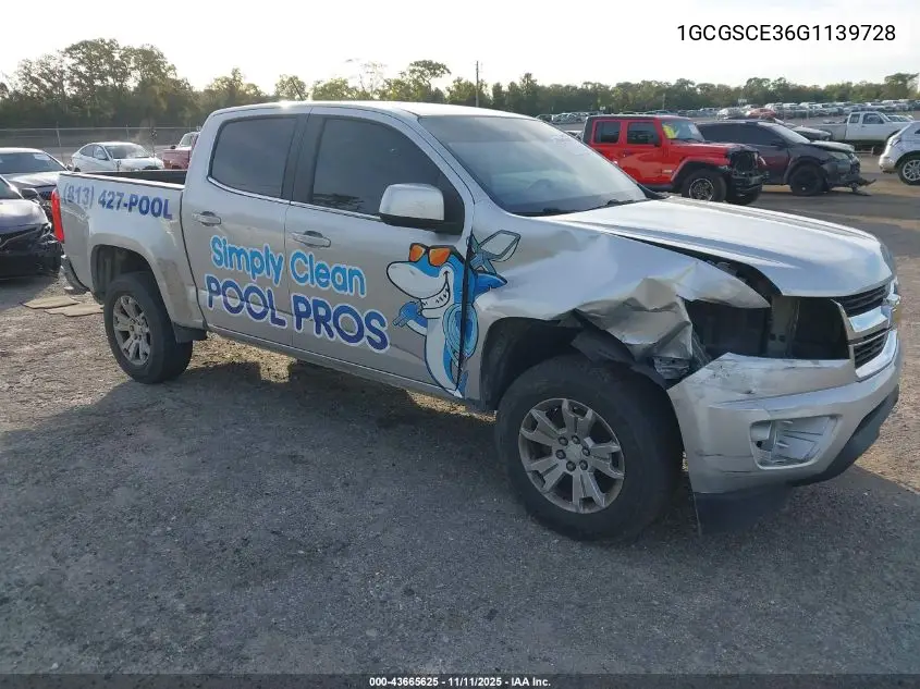 1GCGSCE36G1139728 2016 Chevrolet Colorado Lt