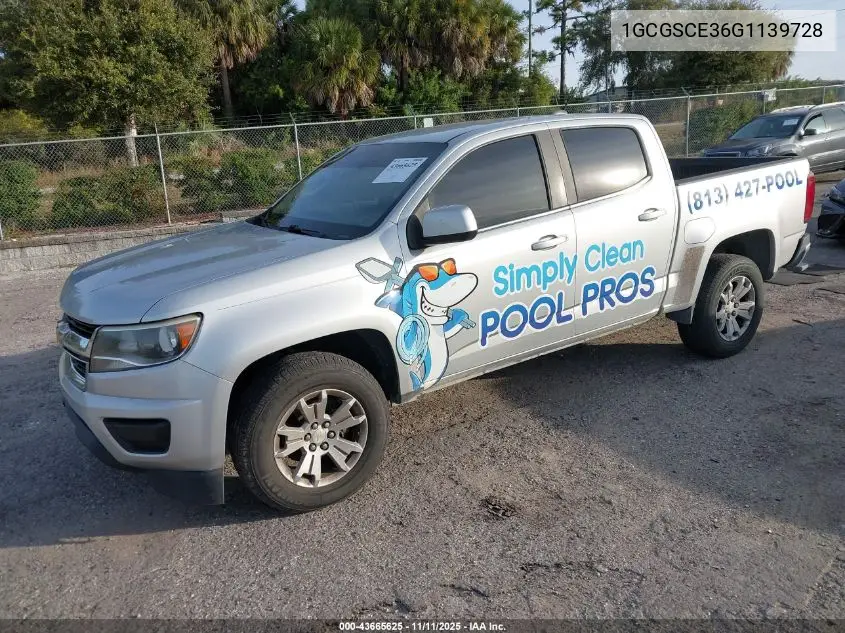 1GCGSCE36G1139728 2016 Chevrolet Colorado Lt