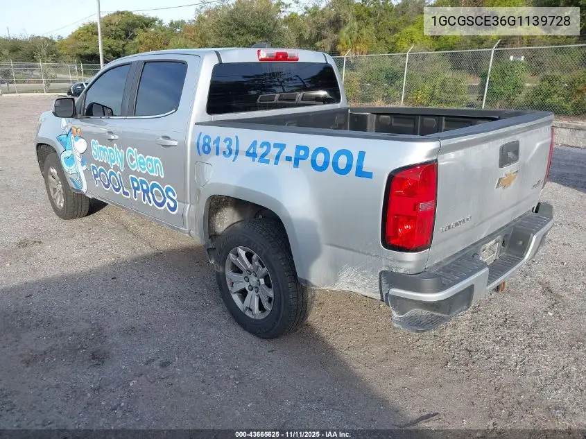 1GCGSCE36G1139728 2016 Chevrolet Colorado Lt