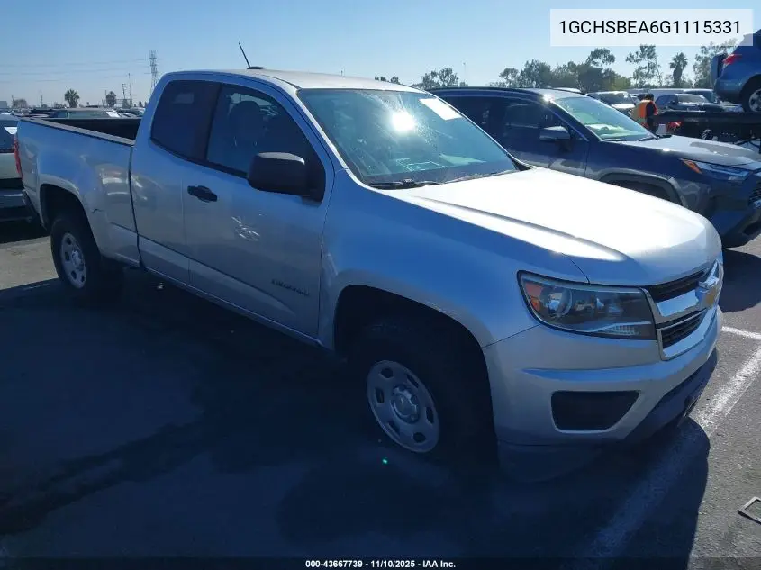 1GCHSBEA6G1115331 2016 Chevrolet Colorado Wt
