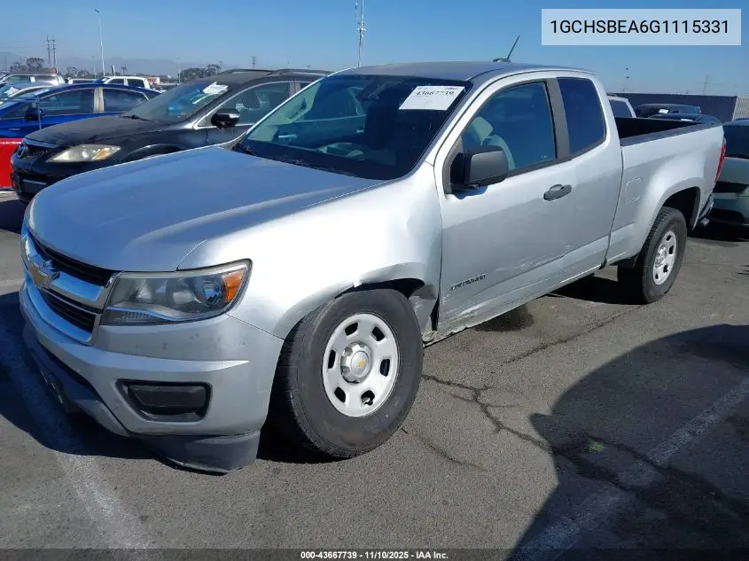 1GCHSBEA6G1115331 2016 Chevrolet Colorado Wt