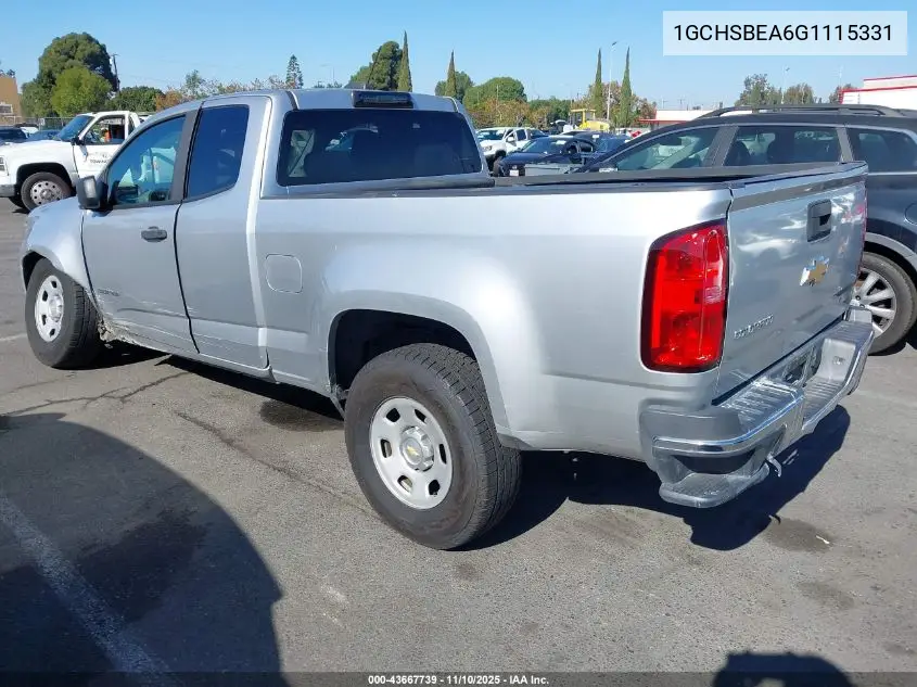 1GCHSBEA6G1115331 2016 Chevrolet Colorado Wt
