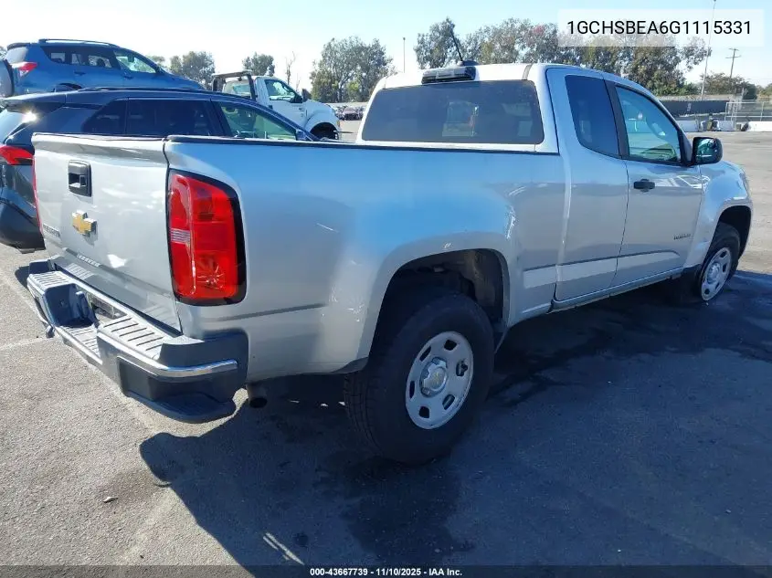 1GCHSBEA6G1115331 2016 Chevrolet Colorado Wt