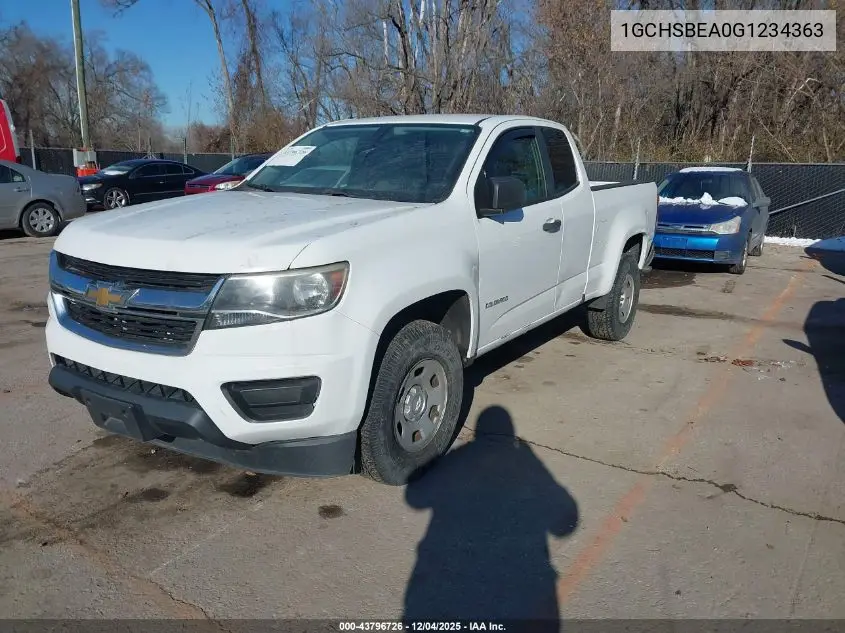 1GCHSBEA0G1234363 2016 Chevrolet Colorado Wt