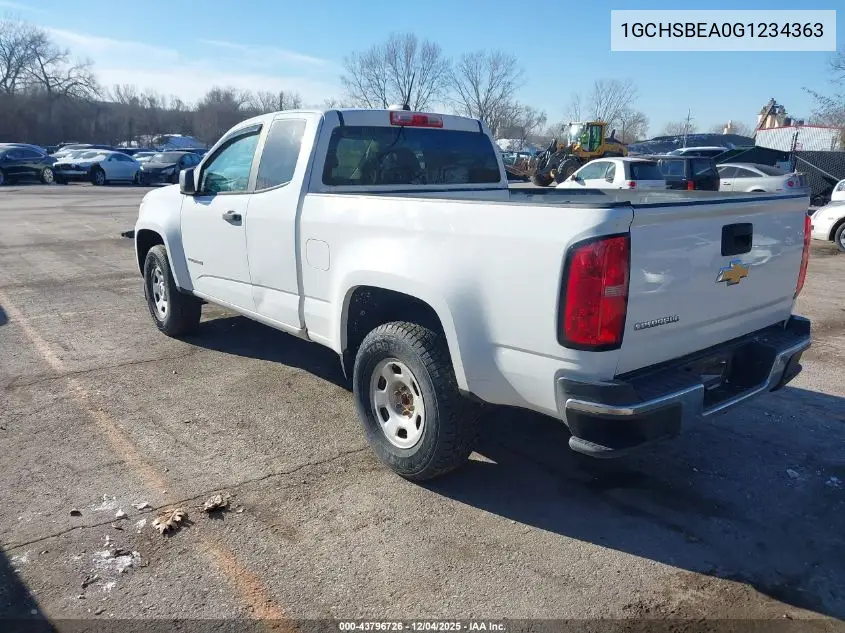 1GCHSBEA0G1234363 2016 Chevrolet Colorado Wt
