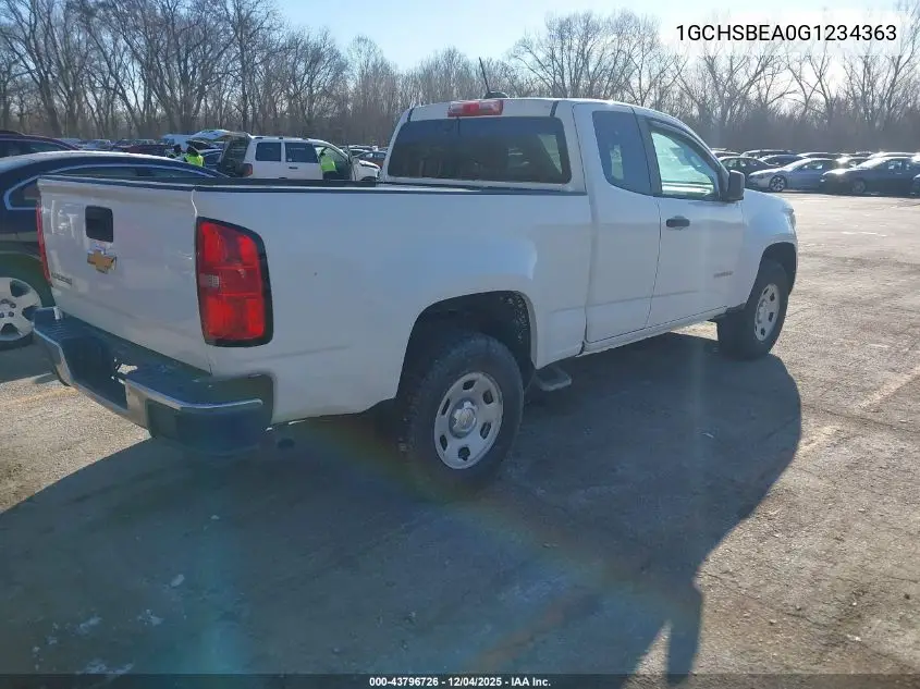1GCHSBEA0G1234363 2016 Chevrolet Colorado Wt