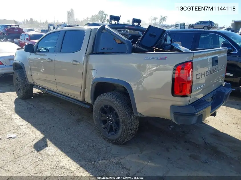 1GCGTEEN7M1144118 2021 Chevrolet Colorado 4Wd Short Box Zr2