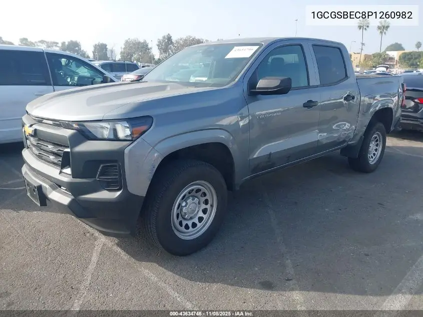 1GCGSBEC8P1260982 2023 Chevrolet Colorado 2Wd Short Box Wt