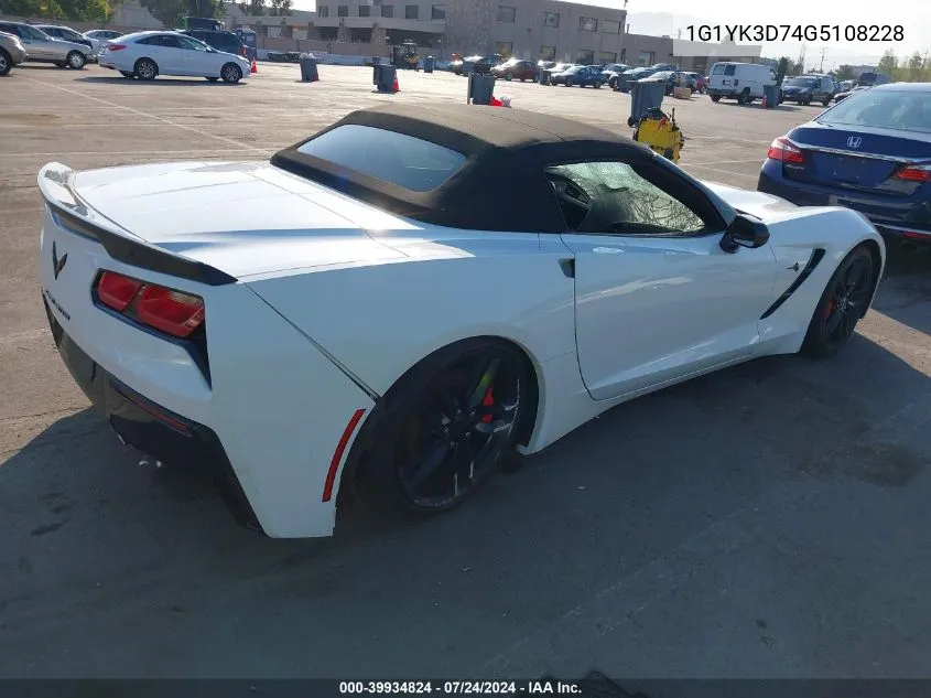 1G1YK3D74G5108228 2016 Chevrolet Corvette Stingray Z51