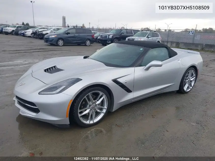 1G1YB3D7XH5108509 2017 Chevrolet Corvette Stingray 1Lt