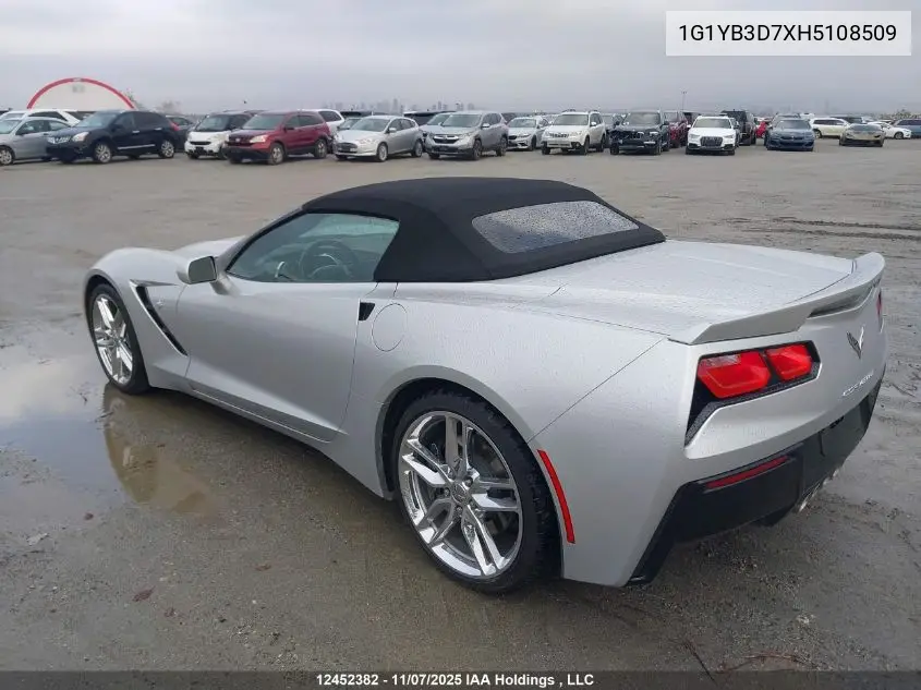1G1YB3D7XH5108509 2017 Chevrolet Corvette Stingray 1Lt