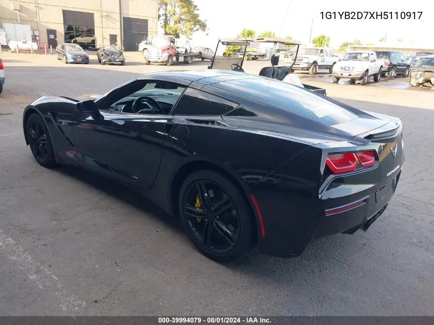 1G1YB2D7XH5110917 2017 Chevrolet Corvette Stingray