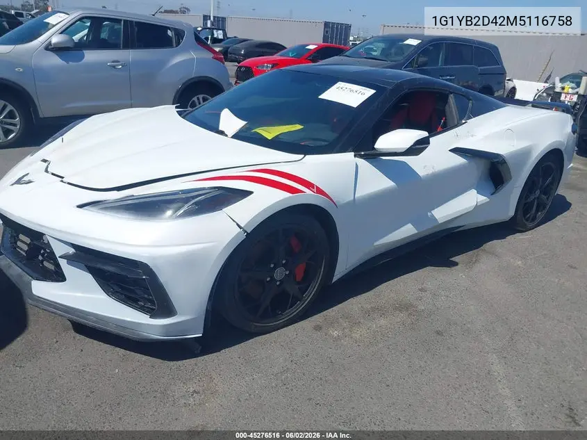 1G1YB2D42M5116758 2021 Chevrolet Corvette Stingray Rwd 2Lt