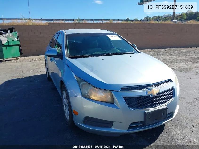 2011 Chevrolet Cruze 1Lt VIN: 1G1PF5S92B7151639 Lot: 39883475