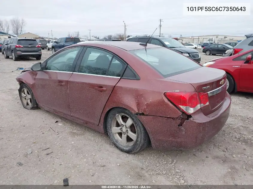 1G1PF5SC6C7350643 2012 Chevrolet Cruze 1Lt