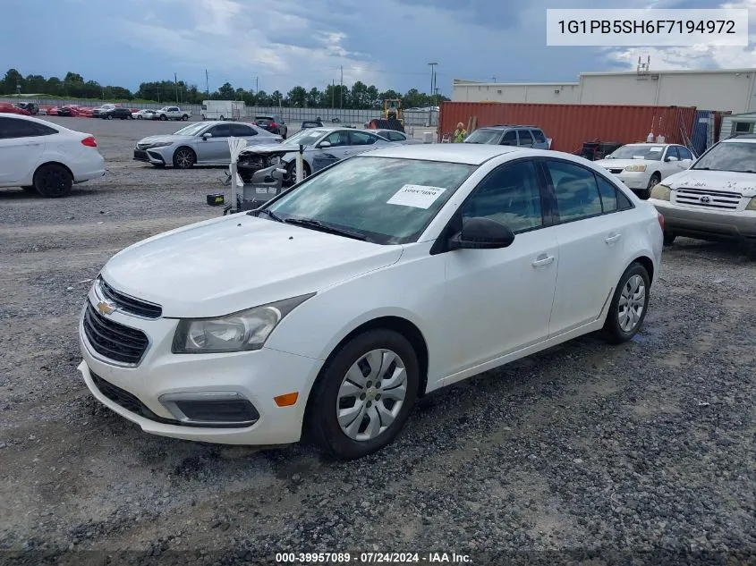 1G1PB5SH6F7194972 2015 Chevrolet Cruze Ls Manual