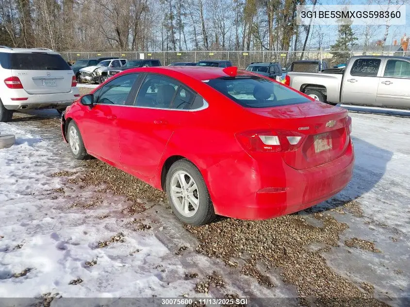 3G1BE5SMXGS598360 2016 Chevrolet Cruze Lt