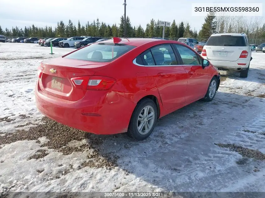 3G1BE5SMXGS598360 2016 Chevrolet Cruze Lt