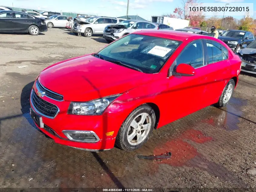 1G1PE5SB3G7228015 2016 Chevrolet Cruze Limited 1Lt Auto