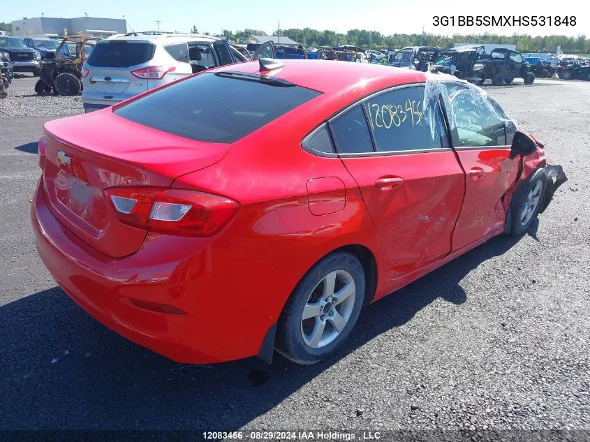 2017 Chevrolet Cruze Ls VIN: 3G1BB5SMXHS531848 Lot: 12083456