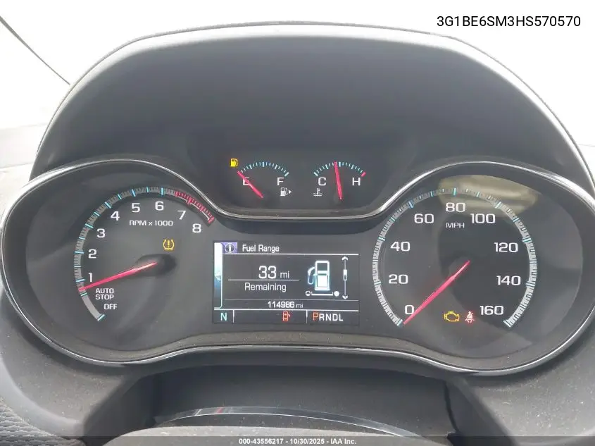 3G1BE6SM3HS570570 2017 Chevrolet Cruze Lt Auto