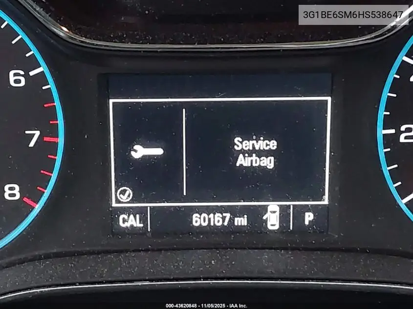 3G1BE6SM6HS538647 2017 Chevrolet Cruze Lt Auto