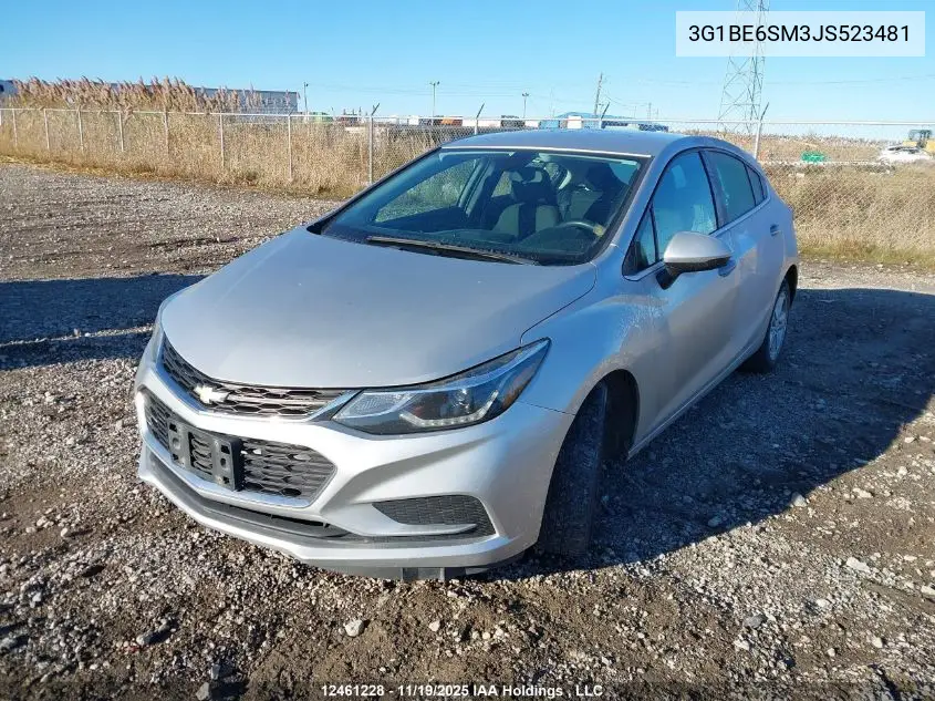 3G1BE6SM3JS523481 2018 Chevrolet Cruze Lt Auto