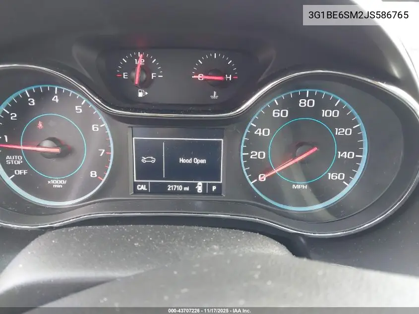 3G1BE6SM2JS586765 2018 Chevrolet Cruze Lt Auto
