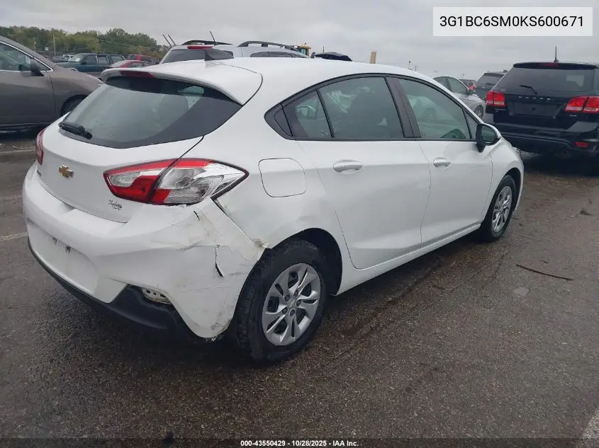3G1BC6SM0KS600671 2019 Chevrolet Cruze Ls