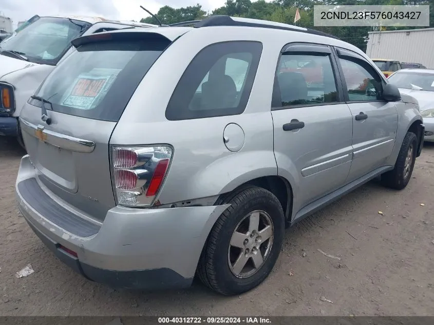 2007 Chevrolet Equinox Ls VIN: 2CNDL23F576043427 Lot: 40312722