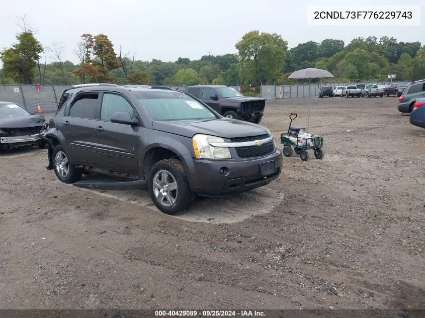 2007 Chevrolet Equinox Lt VIN: 2CNDL73F776229743 Lot: 40429089