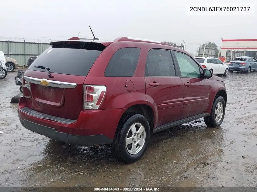 2007 Chevrolet Equinox Lt VIN: 2CNDL63FX76021737 Lot: 40434843